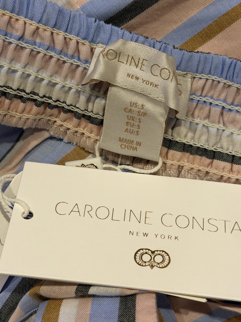 Caroline Constas Striped Cotton Tank Top & Shorts Set Blue Cream S NWT - Picture 7 of 9